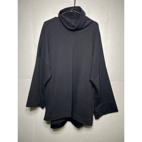 Athleta Cozy Karma Funnel Neck Sweatshirt 1X Black Womens Plus Size - Picture 1 of 8